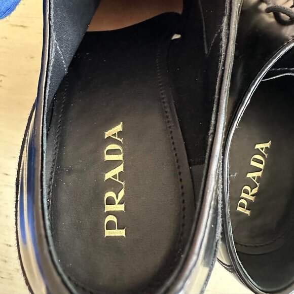 Prada Leather Oxfords Black Women's Size 37 (IT) - Picture 6 of 6